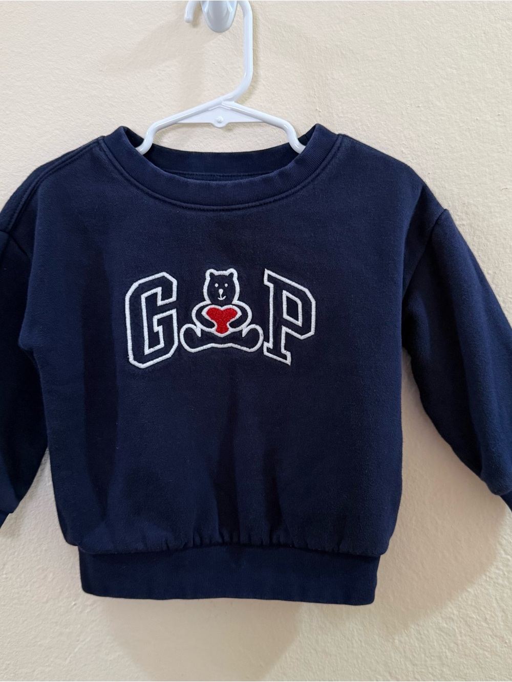 GAP Navy Sweatshirt with Bear & Red Heart Patch